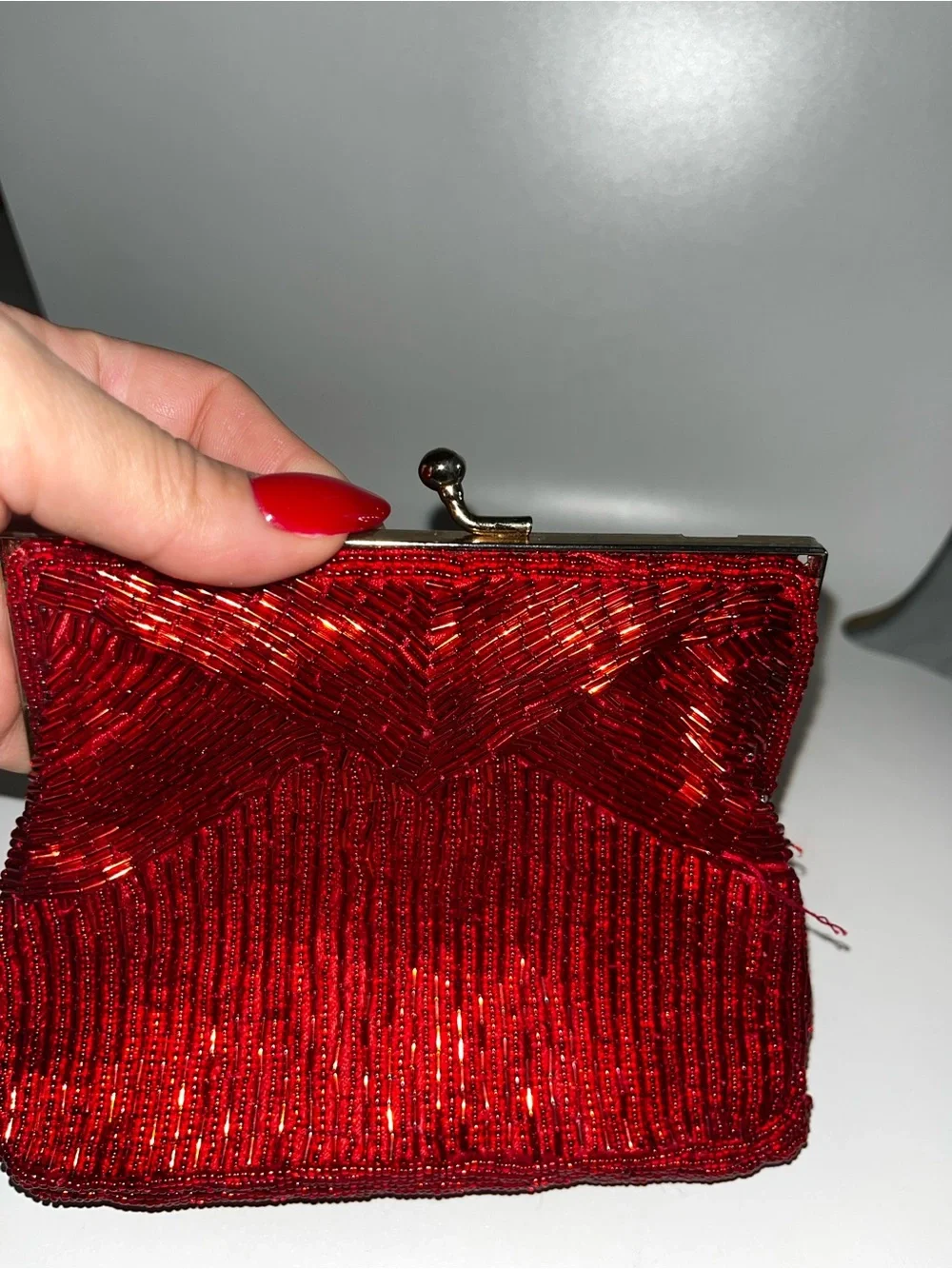 Vintage Magic Red Beaded Evening Clutch